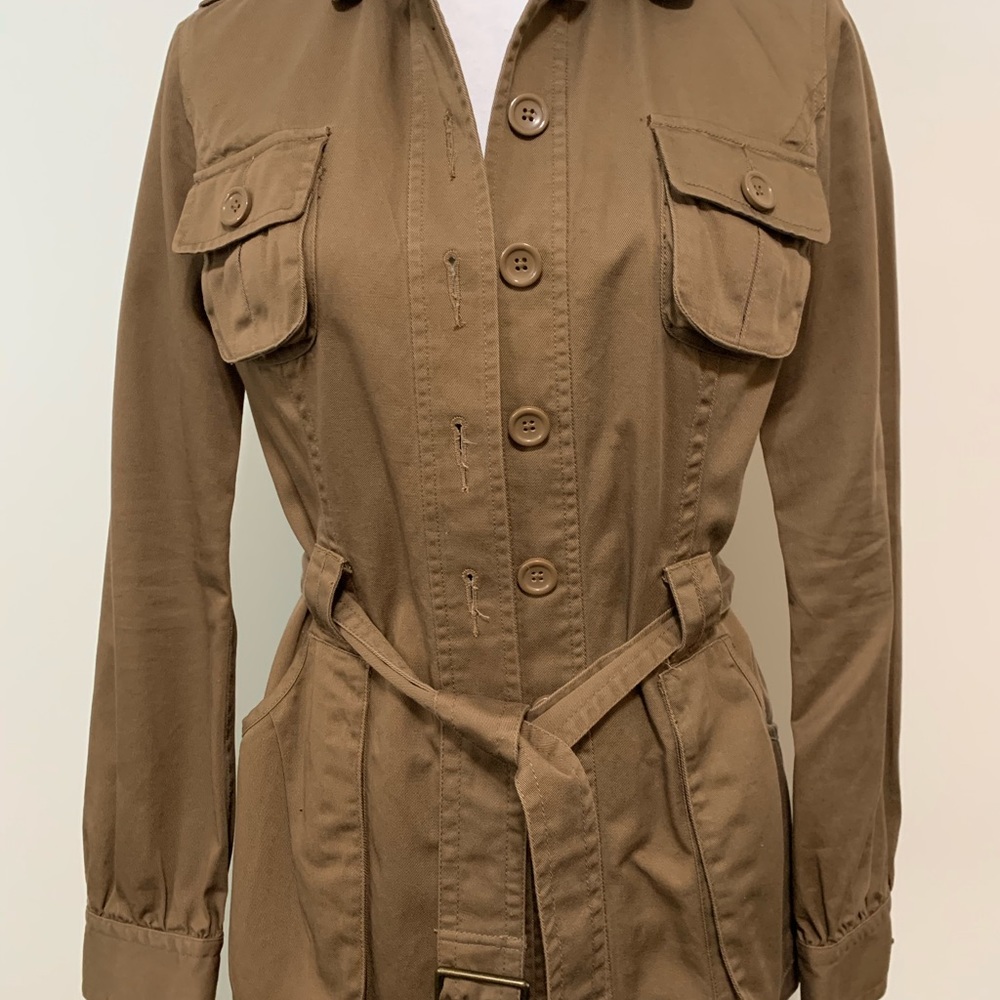 Cute Khaki Belted Jacket - Picture 8 of 9